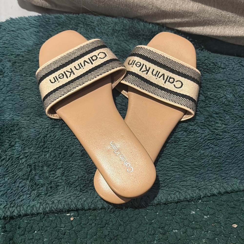 Calvin Klein Tan Slide Sandals